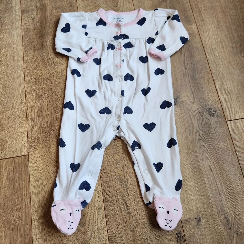 Carter's 9m Girls Owl Heart Footie